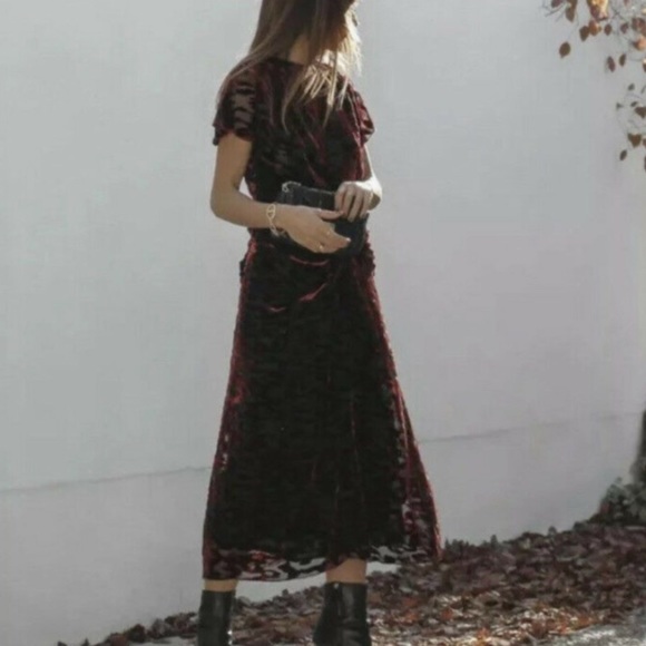 ZARA Velvet Silk Draped Long Dress Limited Edition - Picture 6 of 15